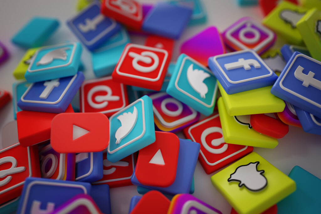 pile of 3d popular social media logos pile of 3d popular social media logos