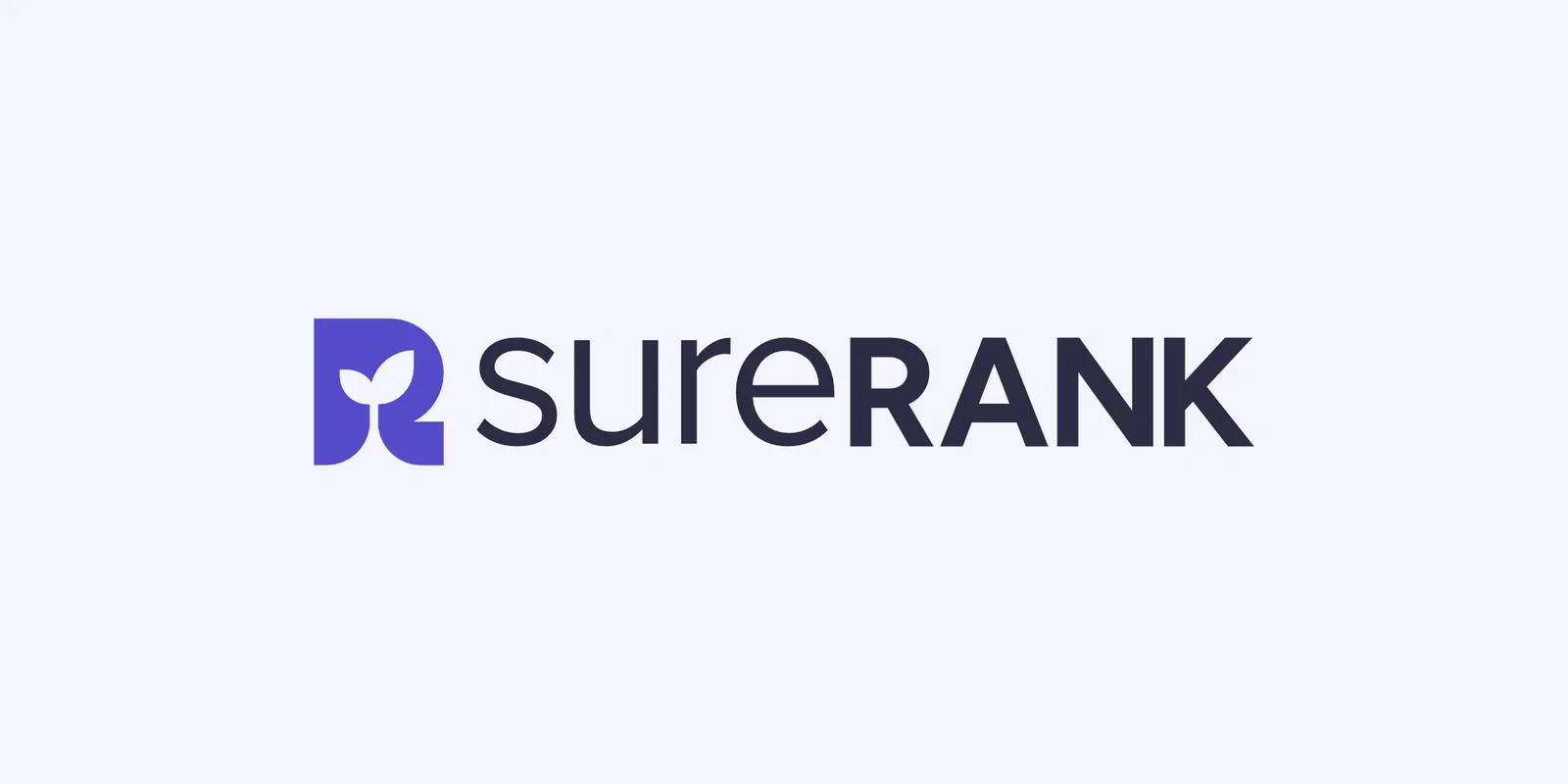 A minimalist light blue background showcasing the official SureRank SEO plugin logo and brand text.
